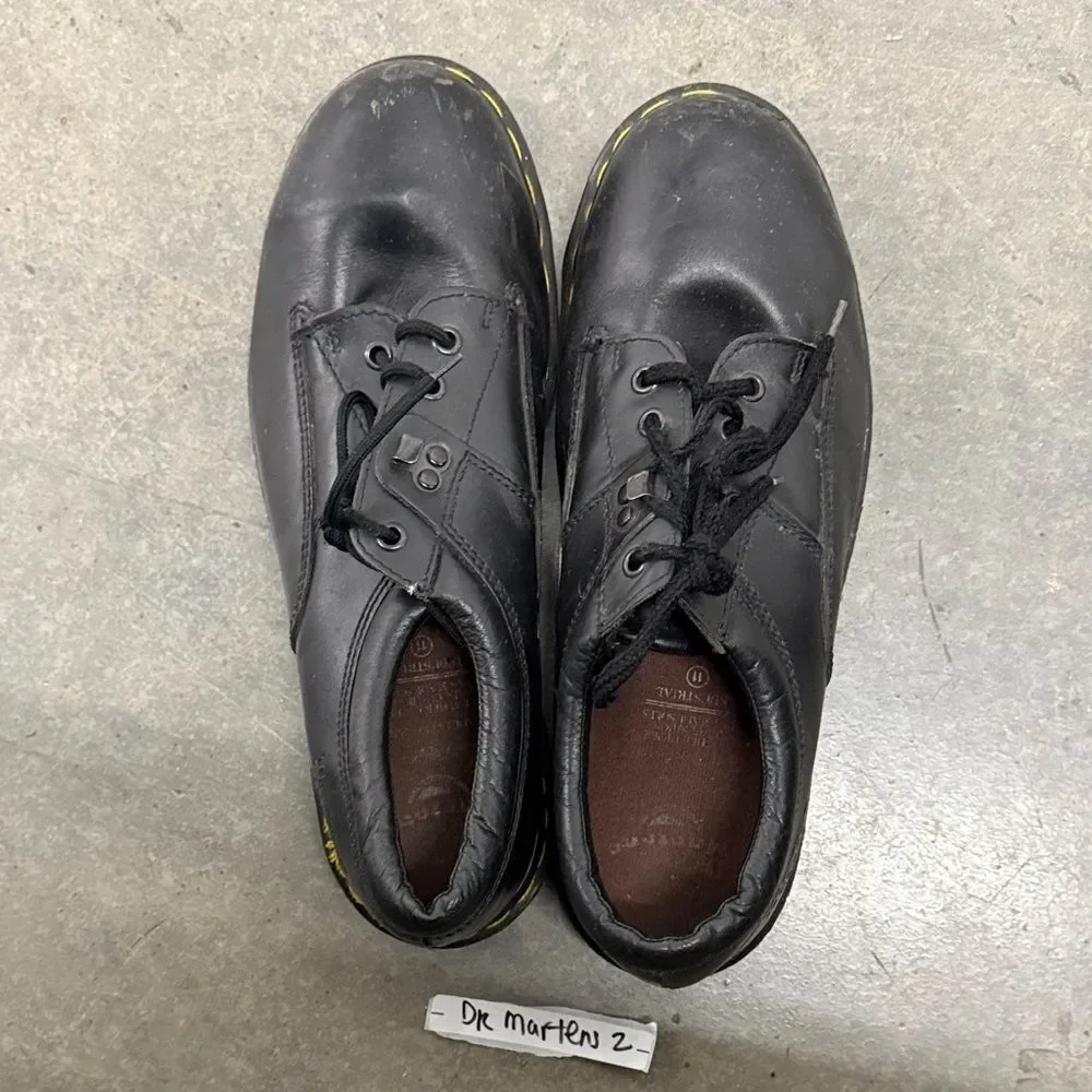 Dr. Martens vintage Black Leather Oxfords with Yellow Stitching